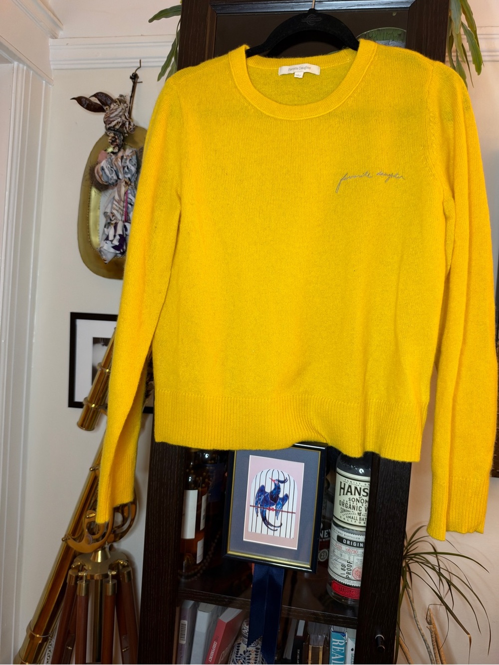 Favorite Daughter Yellow Cashmere Women’s Crewneck Sweater
